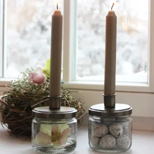 Glasdose mit Kerzenhalter gold – zwei Größen
