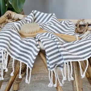 Gästehandtuch Loui – blau/weiß gestreift