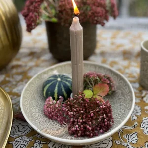 Happiness Schale inkl. Kerzenständer creme oder olivgrün