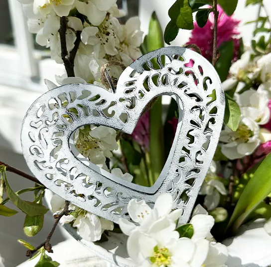 Herz zum Hängen weiß Metall – Bild 3