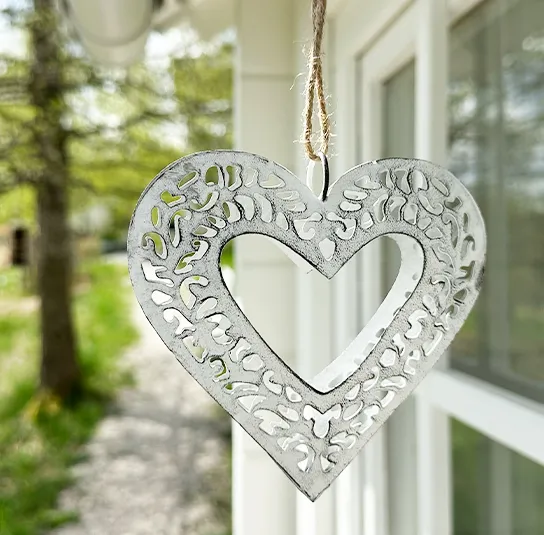 Herz zum Hängen weiß Metall – Bild 5