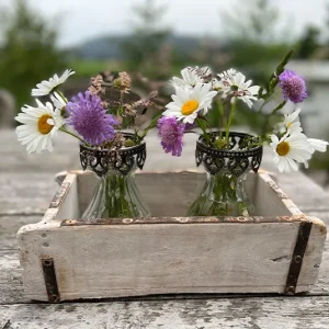 Holzbox off-white mit zwei Lieblingsvasen Linnea im Set (du sparst 5,-)