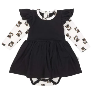 Baby body-kleid „Black Teddy Bear“ – Black