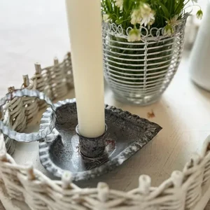 Kammerleuchter Herz grau-weiß