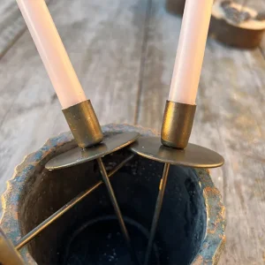 Kerze dünn rosé 1 Stk.  und Stabkerzenspieß gold