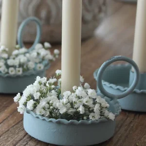 Kerzenständer antique eisblau Kerzen inkl. Kerze