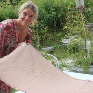 Tischset für zwei Personen oder Läufer Leinen – altrosa und olive