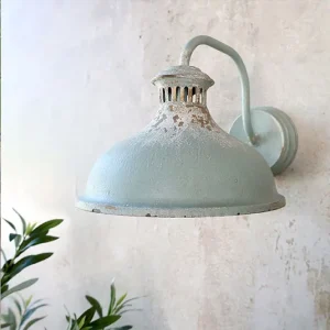 Lampe, Wandlampe hellblau antique