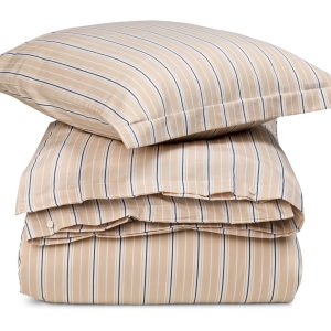 LEXINGTON Bettwäsche BEIGE/WHITE STRIPED COTTON POPLIN BED SET, 135 x 200, 80 x 80