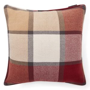 LEXINGTON Kissenhülle CHECKED RECYCLED COTTON HEAVY TWILL PILLOW COVER, Red/White/Beige, 50 x 50