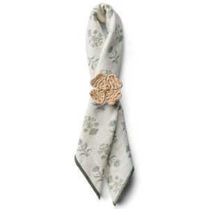 LEXINGTON Stoffserviette FLORAL PRINTED ORGANIC COTTON NAPKIN, white/eucalyptus, 50 x 50