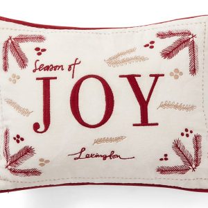 LEXINGTON Kissen JOY ORGANIC COTTON VELVET 40×30 PILLOW, Snow White/Red/Beige, 30 x 40