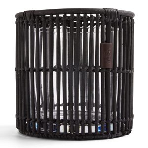 LEXINGTON Windlicht BLACK RATTAN CANDLE HOLDER, black, Größe M
