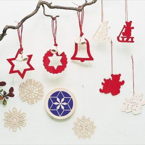 6 Holzornamente mit Glocken