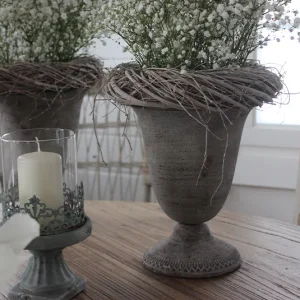 Übertopf Pokal grau