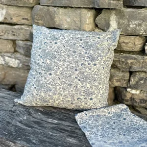 Polsterbezug, Kissenhülle blumig blau