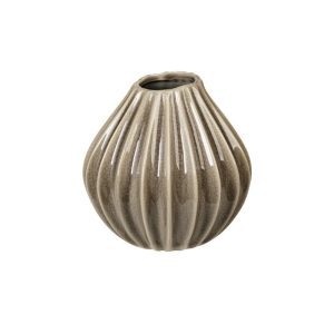Broste Copenhagen Keramikvase WIDE, Farbe Rainy Day, 15 cm