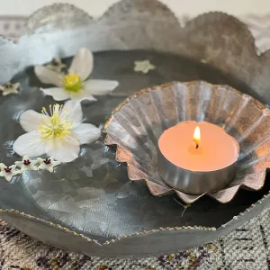 Wasserschale Rüschen groß inkl. Schwimmschale für Teelichter im Set