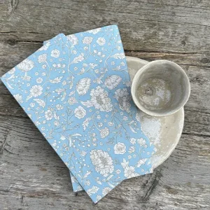 Serviette blau/mint Blumen