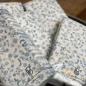 Serviette blumig hellblau