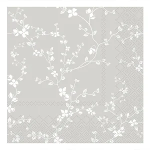 Serviette blumig grau