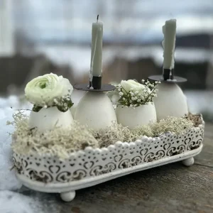 Set – Frühlingsteller antique creme länglich