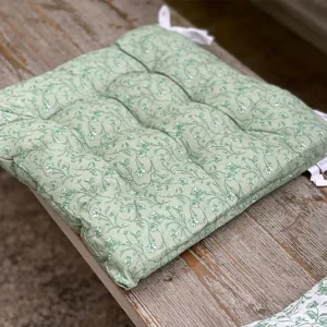 Sitzkissen grün blumig