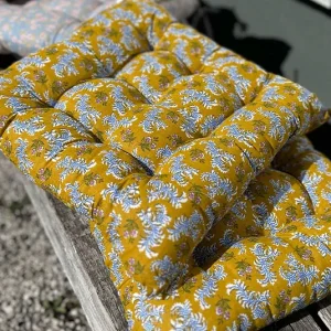 Sitzpolster gelb/blumig
