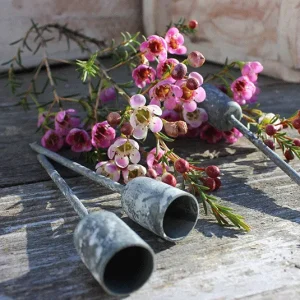 Kerzenhalter Zink für dünne Stabkerzen grau