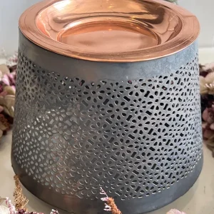 Stövchen antique zink mit Kupferplatte 12cm