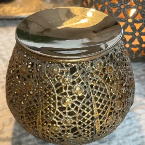 Stövchen grau/gold inkl. Edelstahlplatte