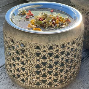 Stövchen Olive mit Edelstahlsieb 12cm