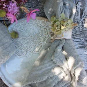 Stoffserviette leinen hellblau/grau