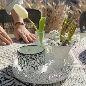 DIY Set – Teller antique creme/rost inkl. Vase, Windlicht & Topf Janne