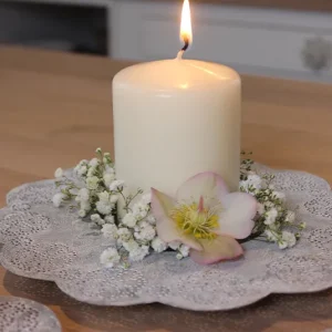 Kerzenteller Blume grau inkl. Stumpenkerze