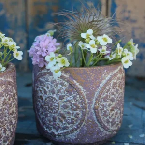 Topf, Übertopf lila Sommerblumen Mini