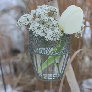 Teelicht, Vase zum Hängen hellgrau – 3 Varianten