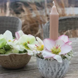 Zinkschale Lena weiß klein im Set (inkl. Magnet und Kerze)